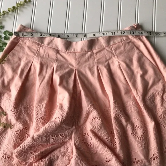 J. Crew eyelet shorts paper bag pink high waist pleated - Picture 4 of 9